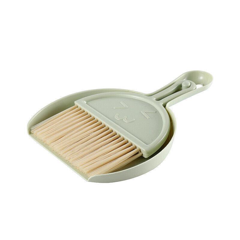 Mini Desktop Sweep Cleaning Brush Keyboard Brush Small Broom Dustpan Set - Green