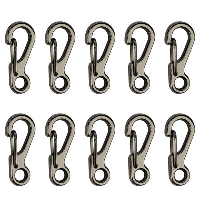 10X Mini Alloy Carabiner Keychain Durable Snap Spring Clip Hook - Black