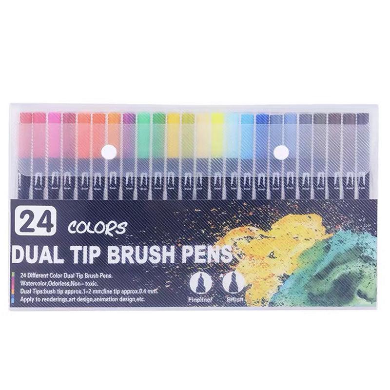 12-120 Watercolor Brush Pen Set Artist Sketch Marker - Black-12 Colours