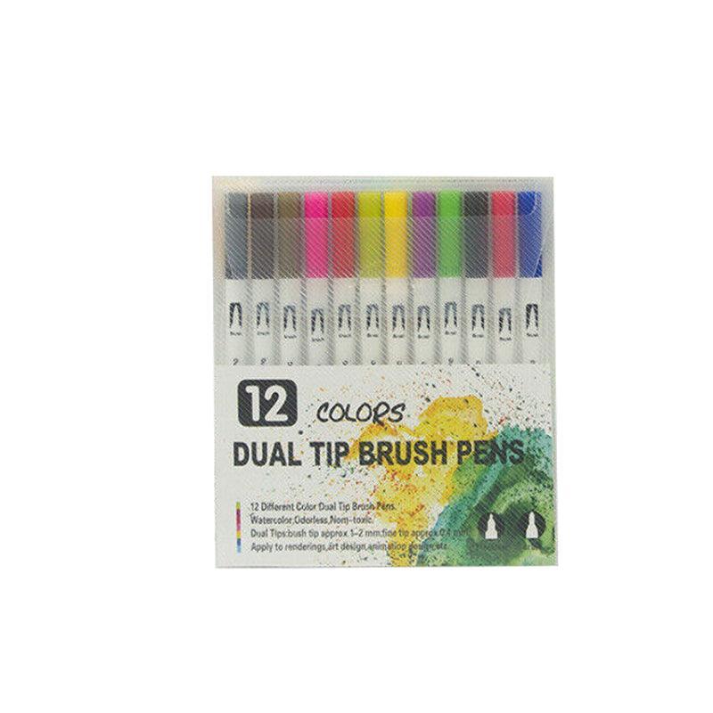 12-120 Watercolor Brush Pen Set Artist Sketch Marker - Black-24 Colours