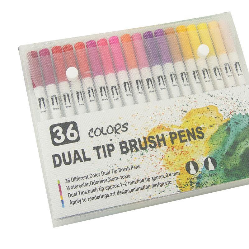 12-120 Watercolor Brush Pen Set Artist Sketch Marker - Black-36 Colours