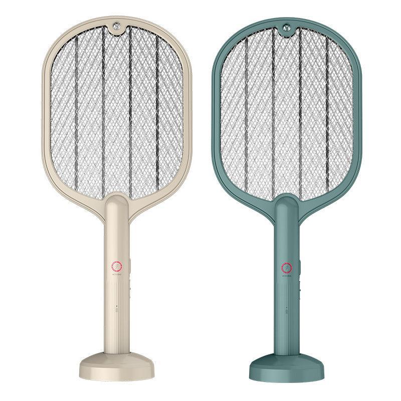 2 In 1 Electric USB Rechargable Racket Fly Swatter Mosquito Insect Killer Zapper - White