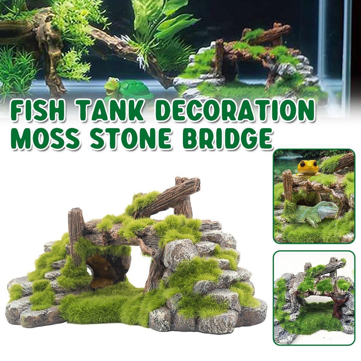 1-Piece Resin Moss Bridge Aquarium Decoration