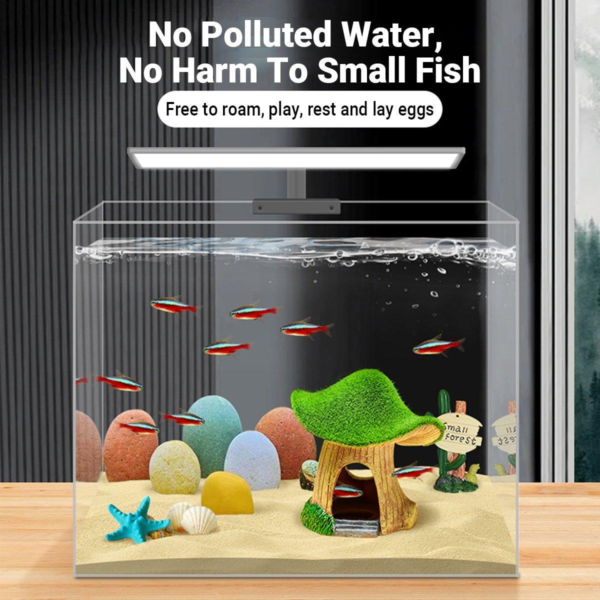 Aquarium Moss Mushroom House Aquascape Crafts Fish Shrimp Hiding Decoration - House With Window