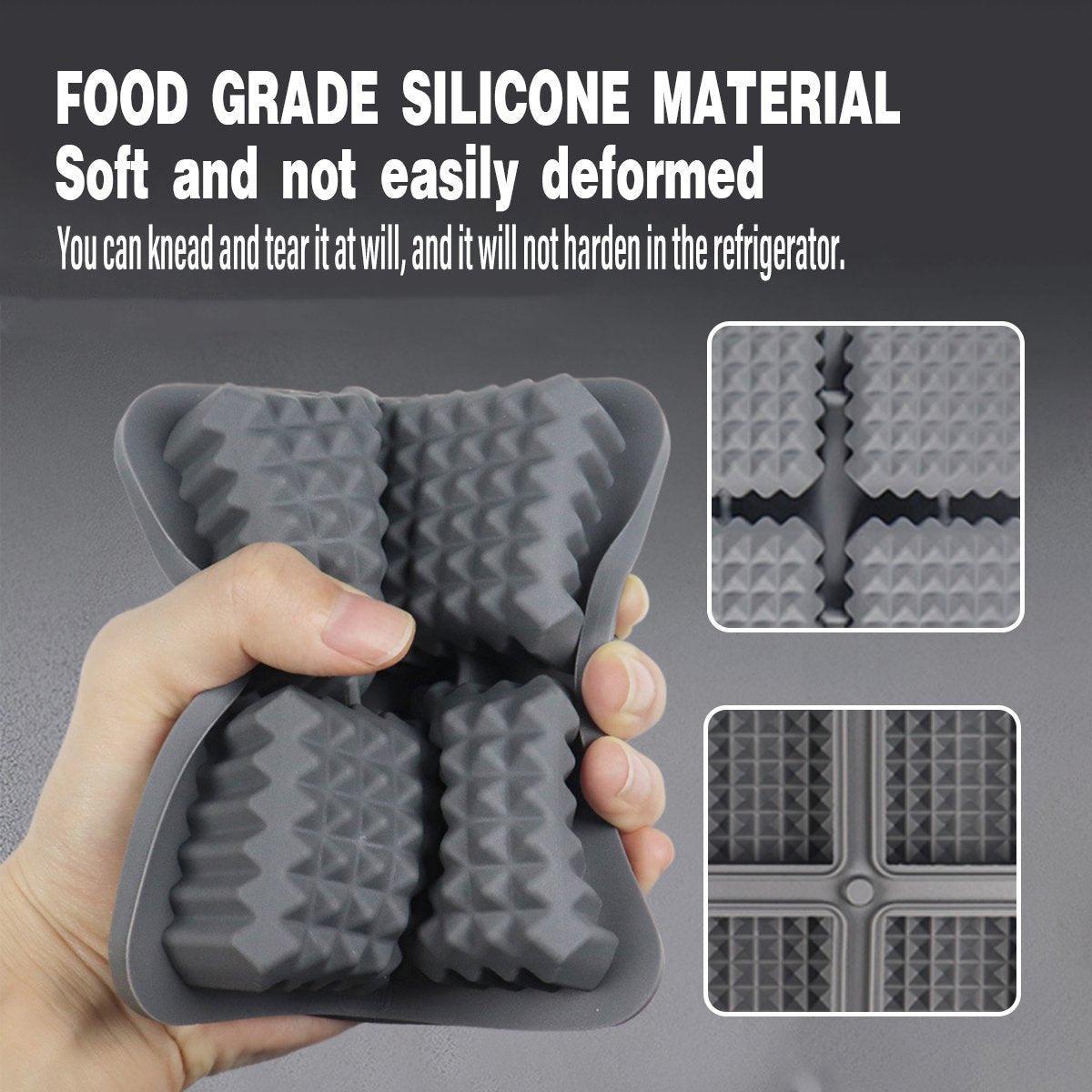 2PCS Silicone Ice Cube Tray Round and Square Ice Ball Maker for Whiskey Cocktails - Black