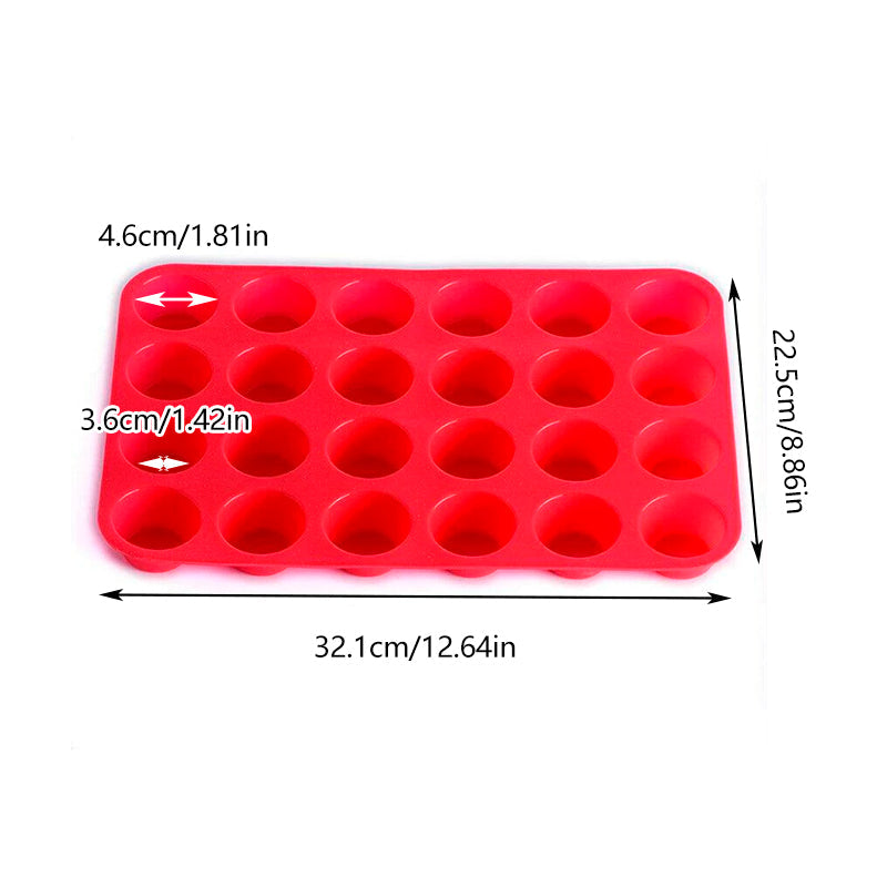 24 Cavity Pan Tray Silicone Mini Cupcake Cookie Baking Mold Au - Red