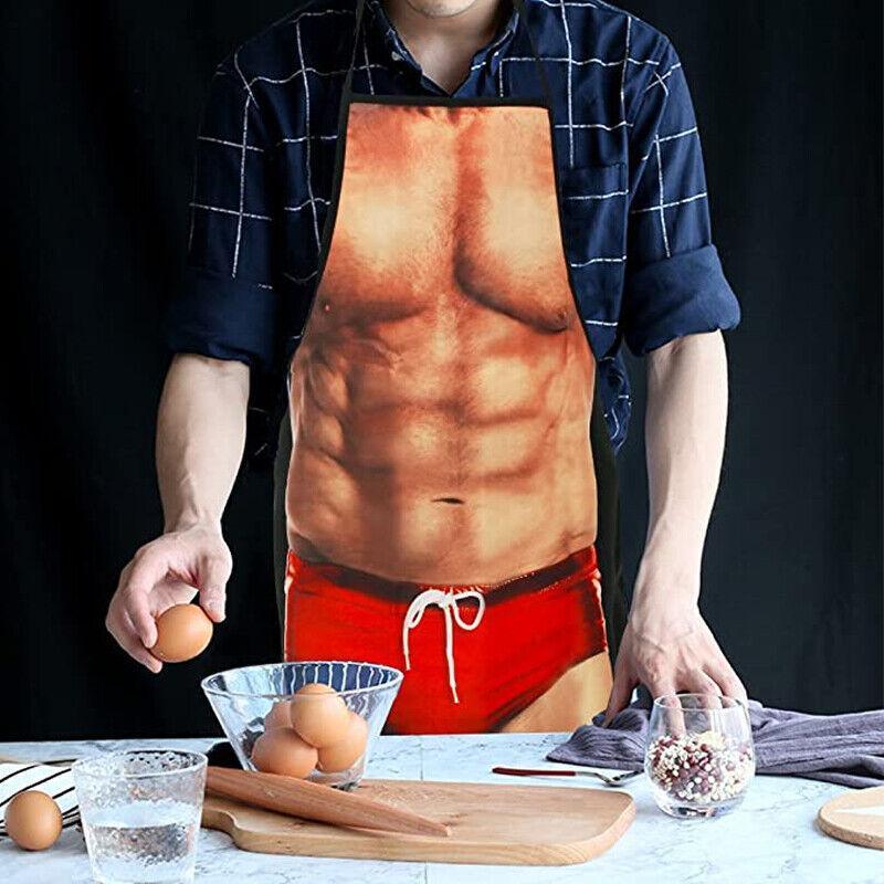 Funny Adult Men Women Novelty Aprons Party Game Cooking Kitchen BBQ Baking - Muscle Pants