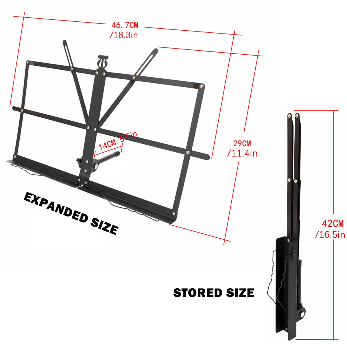 Portable Folding Music Stand Iron Desktop Book Holder Reading Sheet Rack Display