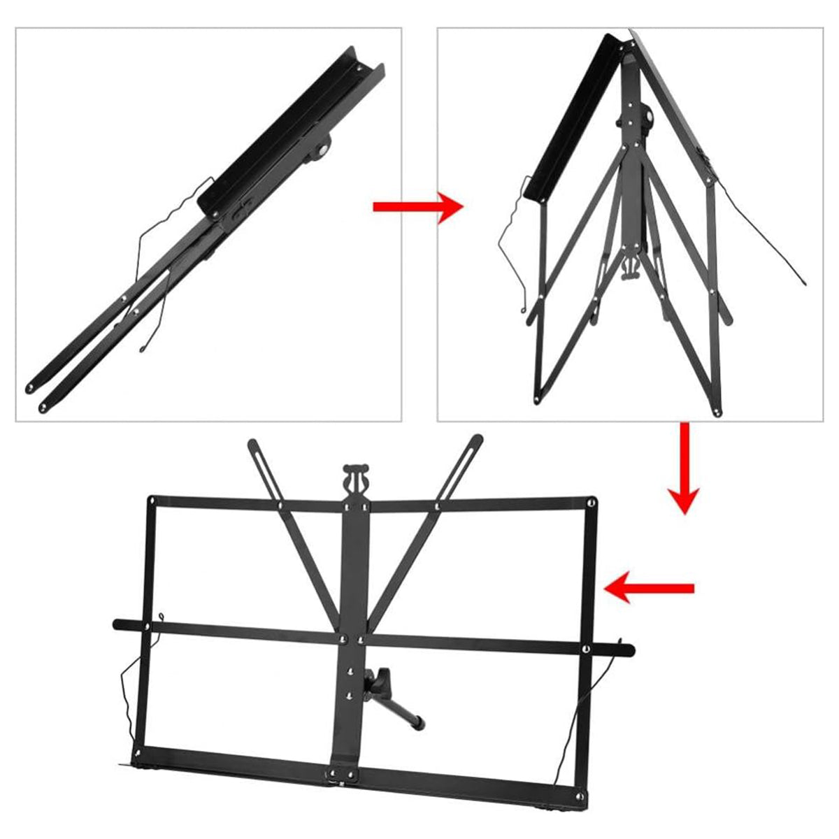 Portable Folding Music Stand Iron Desktop Book Holder Reading Sheet Rack Display