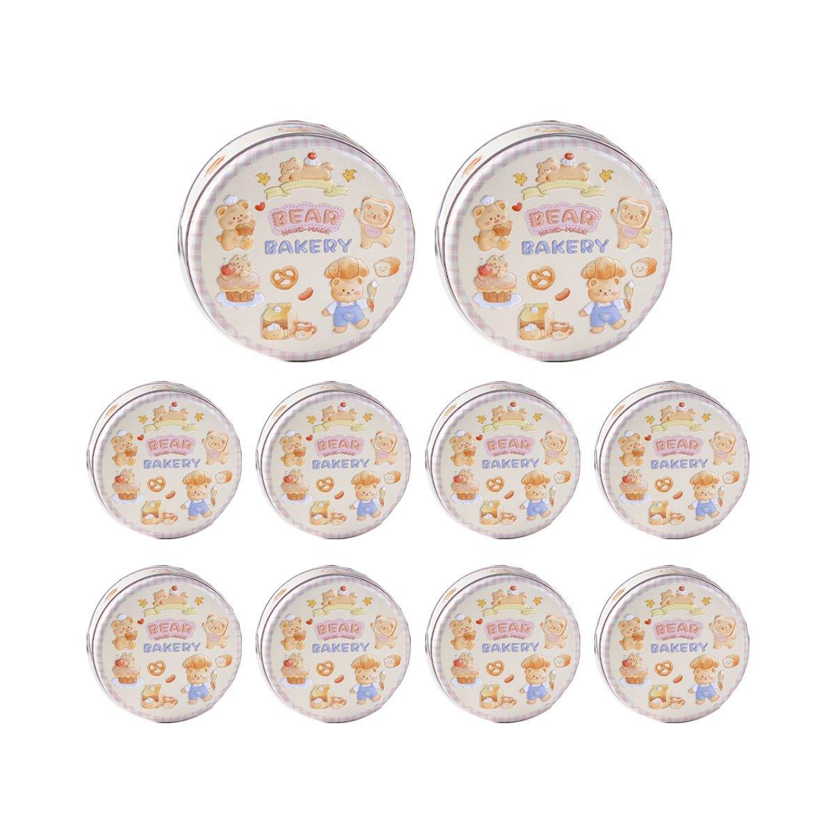 10PCS Cookie Tin Box Metal Biscuit Gift Box Candy Packaging Dragon Year Baking - Bread Bear (bump)