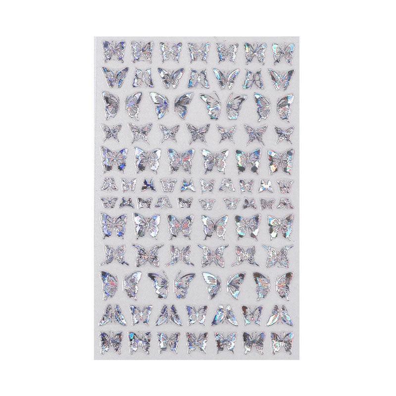 3D Nail Butterfly Design Sticker Decor Decal Holographic Laser Nail Art Sticker - Gold L-01