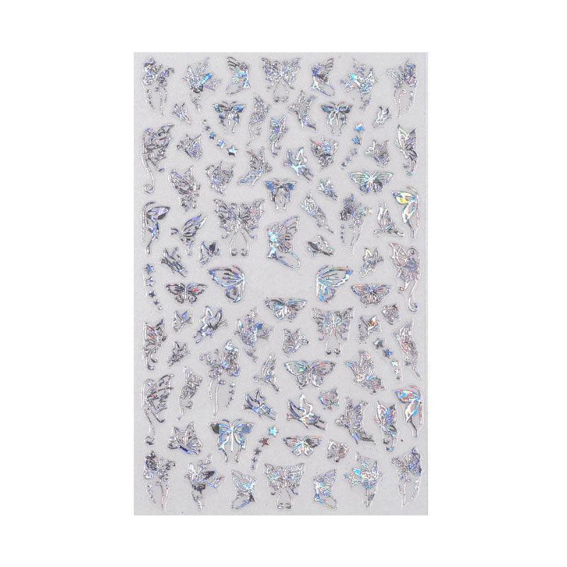 3D Nail Butterfly Design Sticker Decor Decal Holographic Laser Nail Art Sticker - Gold L-02