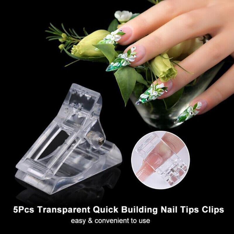 5-50Pcs Nail Tips Clip Clamps For Poly Gel Quick Building Extension Builder Tool - 5PCS