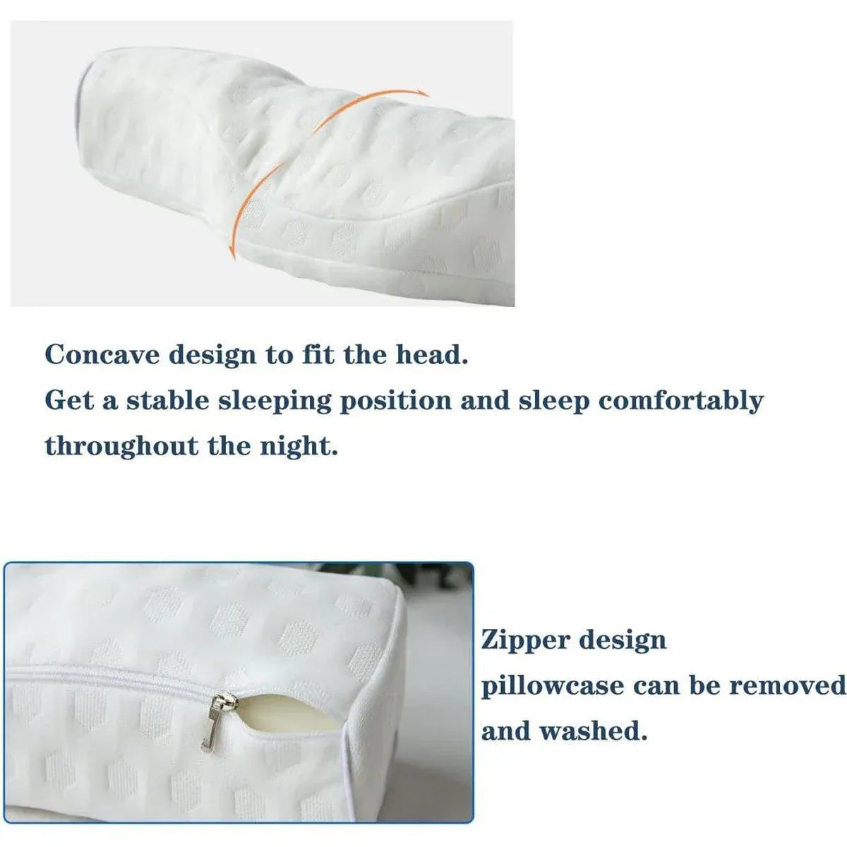 Orthopedic Memory Foam Cervical Neck Pillow for Sleep Support Slow Rebound - White