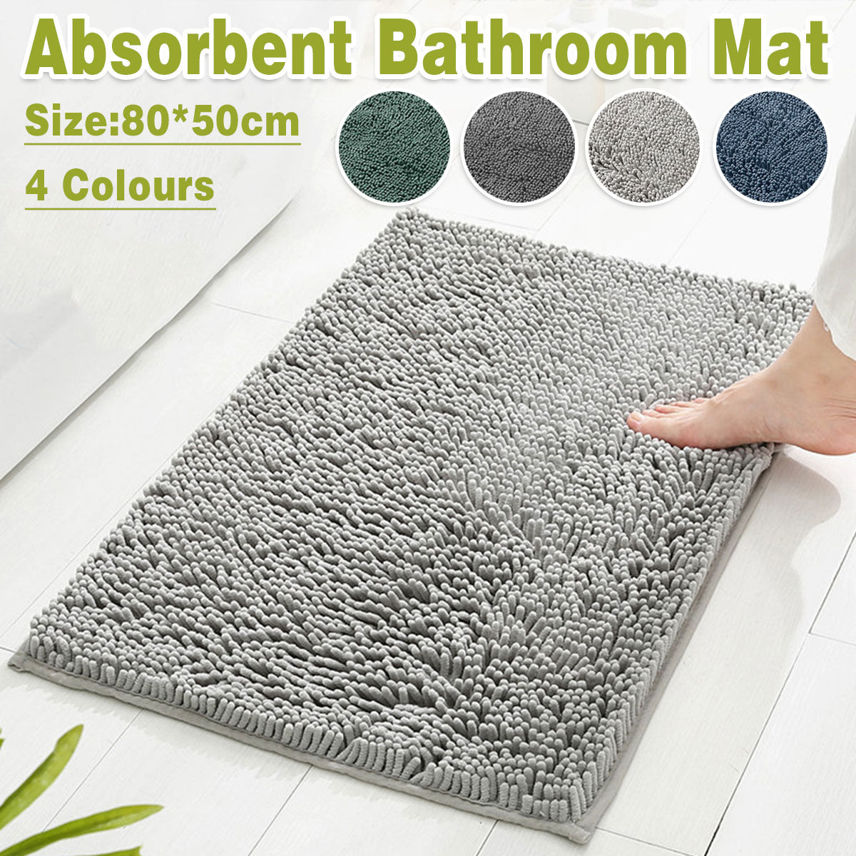Anti-Slip Bathroom Mat Water-Absorbing Floor Mat Foot Mat Non-Slip Door Mat - Dark Grey