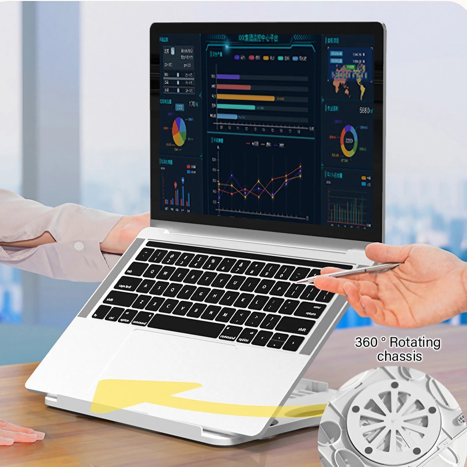 Portable Laptop Stand Foldable Adjustable Lazy Computer Desk - White