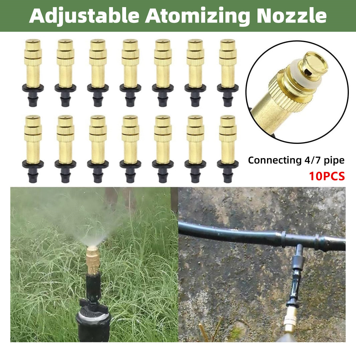 10pcs Adjustable Atomizing Copper Nozzles for Garden Watering Spraying