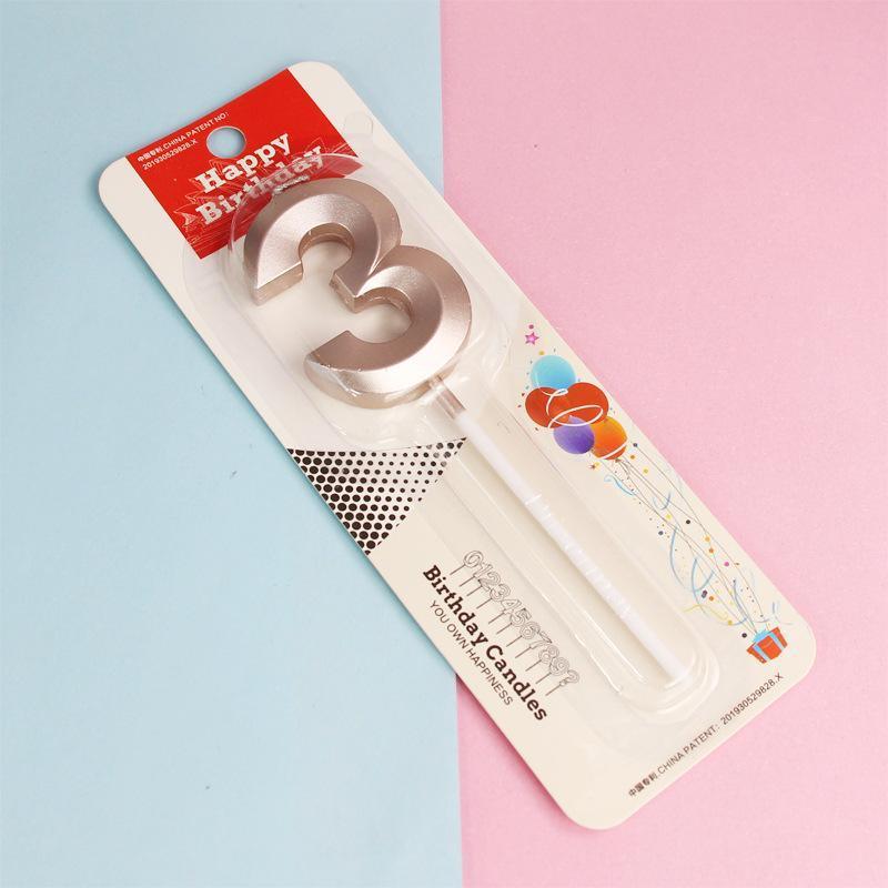 Classic Number Candles Individually Packed With Stand Birthday Make Up Ur Number Rose Gold - Number 0