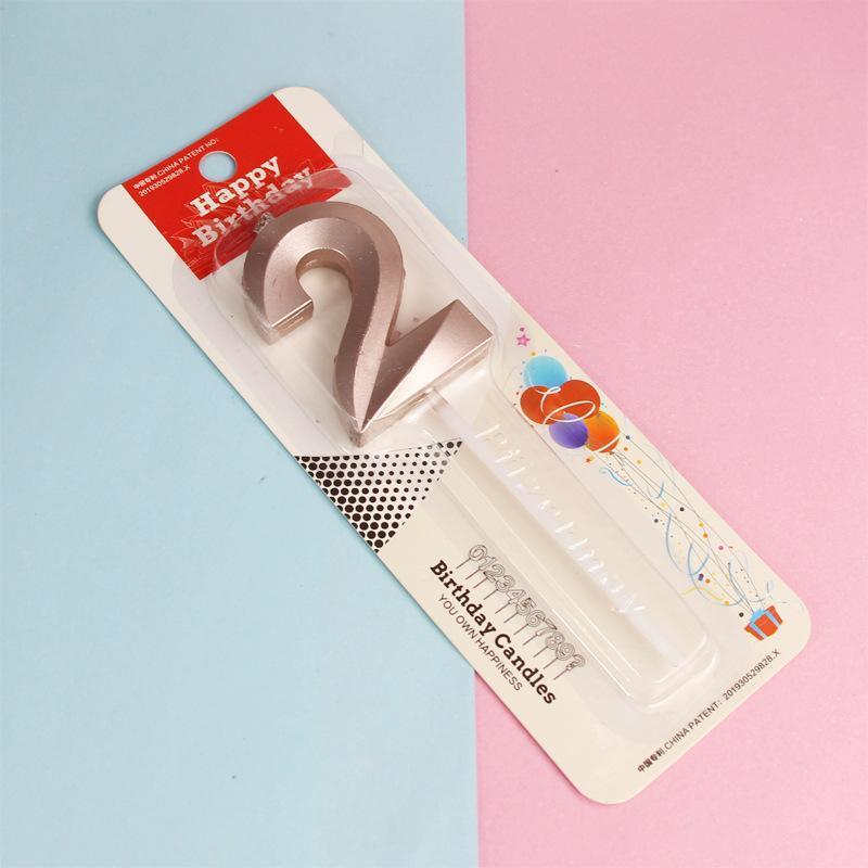 Classic Number Candles Individually Packed With Stand Birthday Make Up Ur Number Rose Gold - Number 7