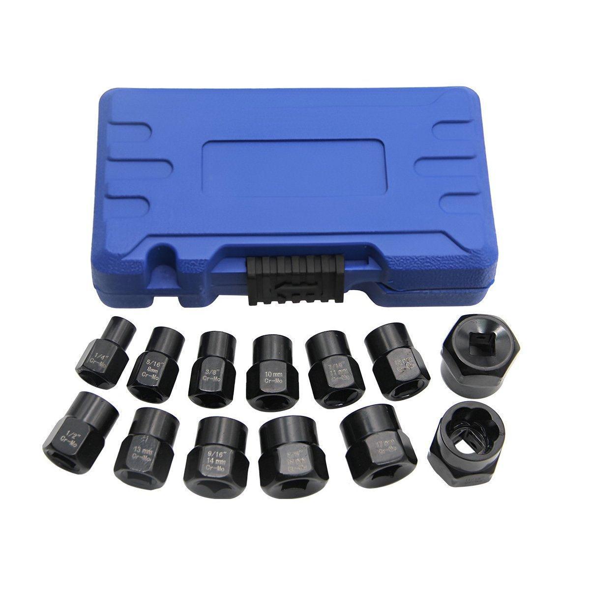 13 Piece Impact Bolt Nut Remover Set Extractor Socket Tool for Stripped Nuts Bolt