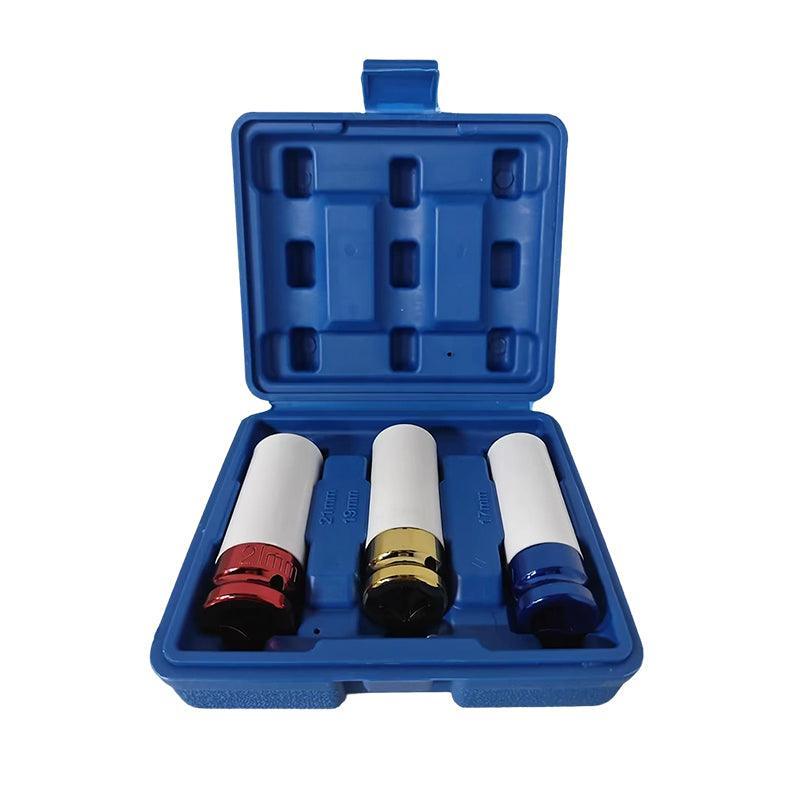 3PCS Deep Impact Nut Socket Set 17mm 19mm 21mm for Alloy Wheels