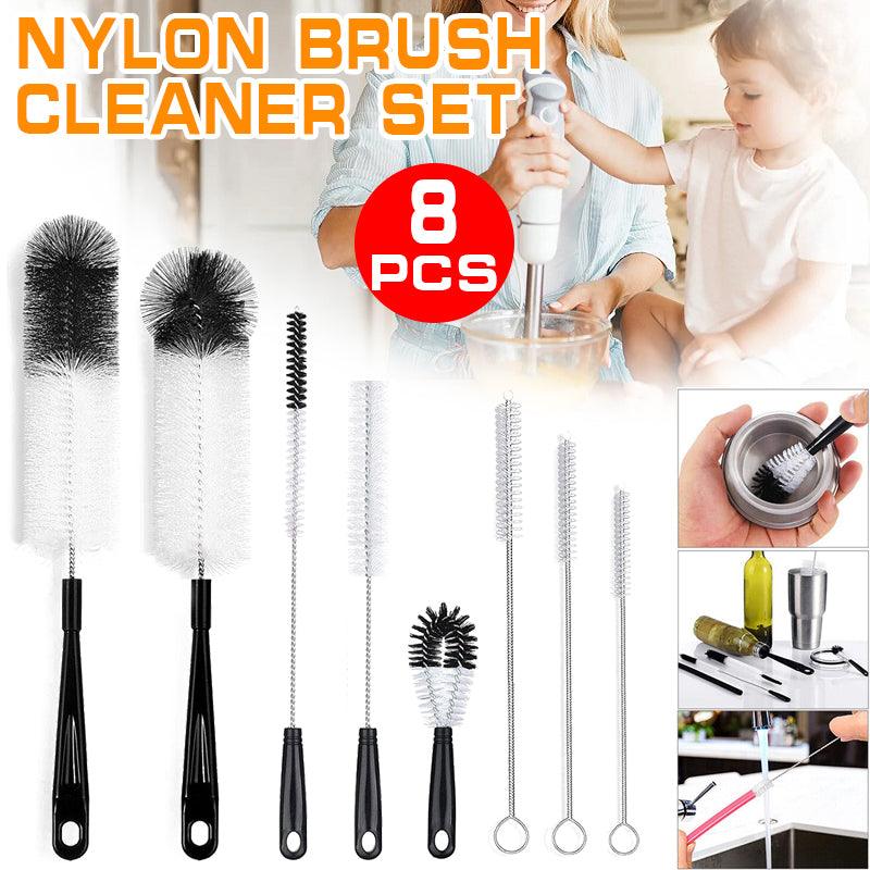 8 Pcs Nylon Straw Brush Set Cleaner Bottle Glass Tube Pipe Small Long Cleaning