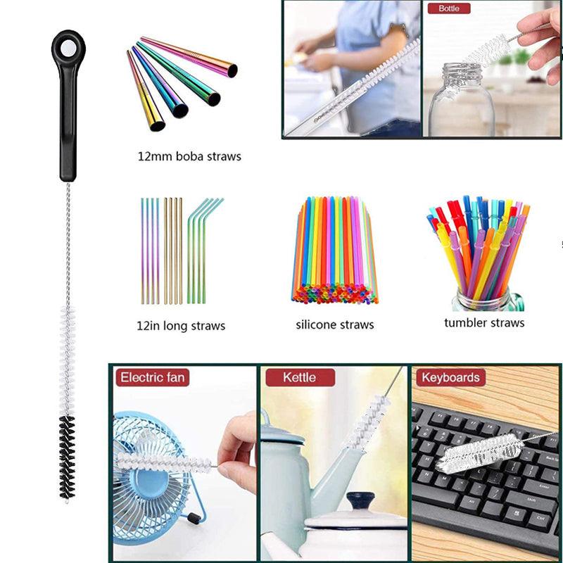 8 Pcs Nylon Straw Brush Set Cleaner Bottle Glass Tube Pipe Small Long Cleaning