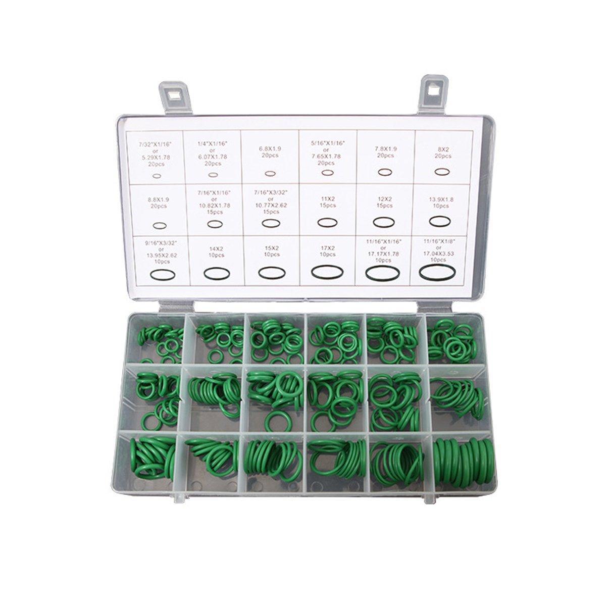 270pcs Automotive Air Conditioning Green Rubber Ring Seal Repair Box Set Seals