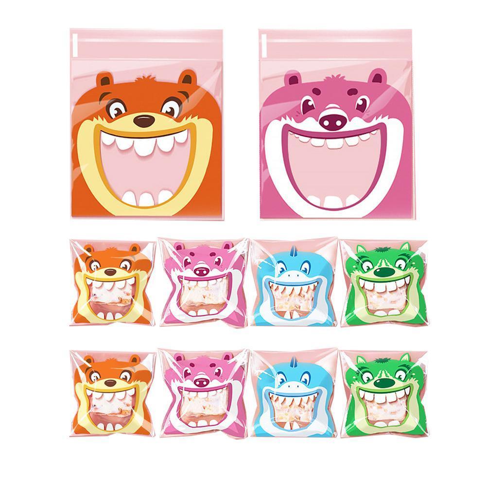 500 Pack Self Adhesive Cookie Packaging Bags Vibrant Designs OPP Material - Cute 14*14*3cm