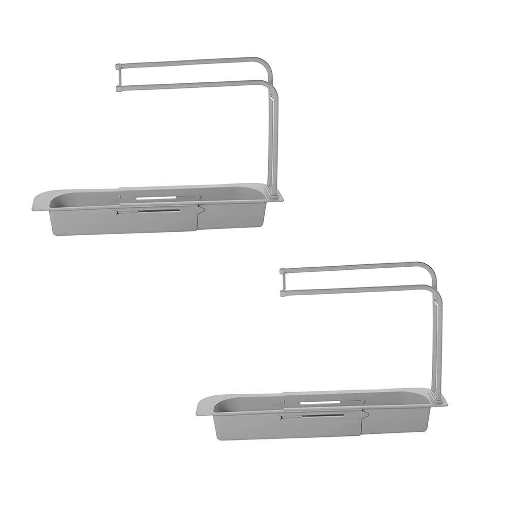 Telescopic Sink Rack Holder Expandable Storage Drain Basket Home Kitchen Kit - White