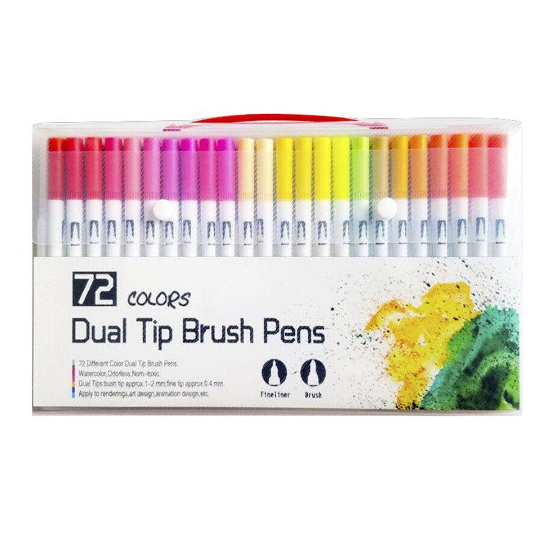 12-120 Watercolor Brush Pen Set Artist Sketch Marker - White-72 Colours