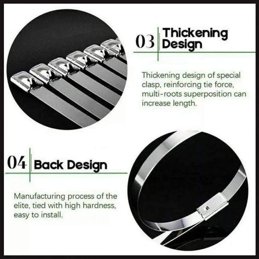 20X Stainless Steel Cable Ties S304 Marine Grade Zip Strap Locking Wrap 100-800Mm - 7.9*800mm