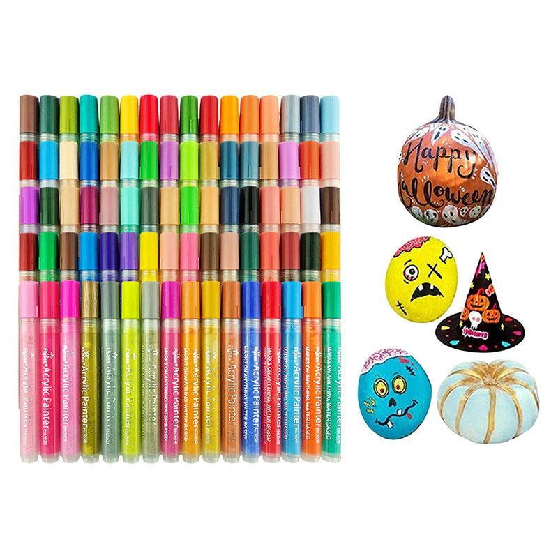 Flysea 12-80 Colours Acrylic Paint Pens Painting Stone Ceramic Glass Markers 0.7 - 80-Colour Set