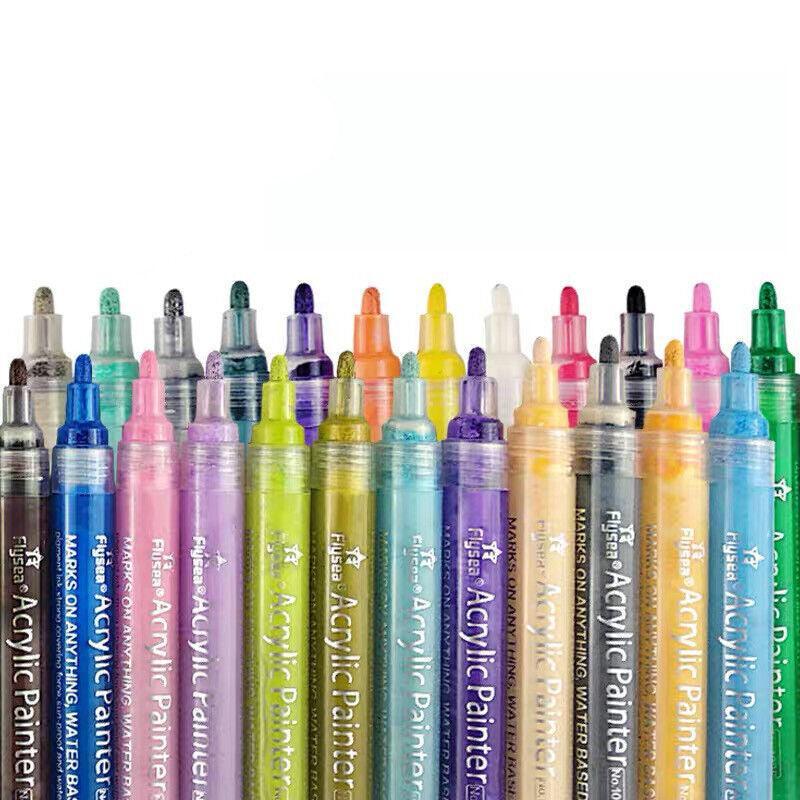 Flysea 12-80 Colours Acrylic Paint Pens Painting Stone Ceramic Glass Markers 0.7 - 80-Colour Set