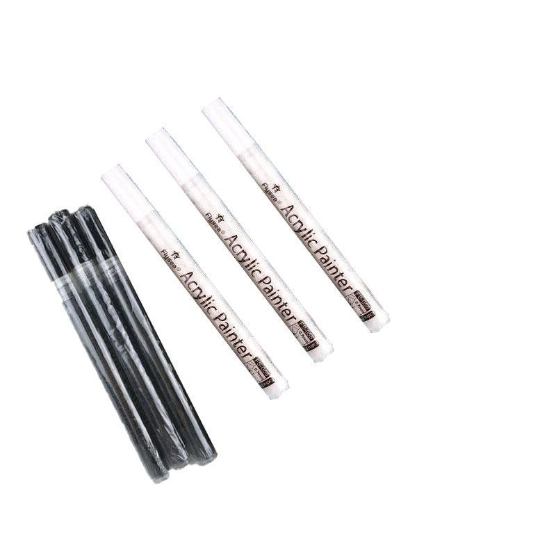 Flysea 12-80 Colours Acrylic Paint Pens Painting Stone Ceramic Glass Markers 0.7 - Black*3+White*3 Set