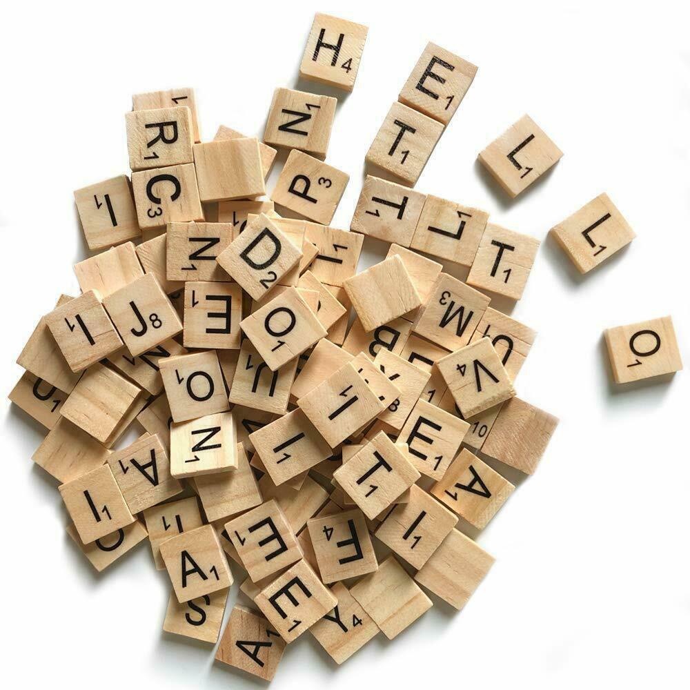 20X Wooden Alphabet Scrabble Tiles A-Z Letters and Numbers DIY Craft Game Pieces - Letter N 20pcs