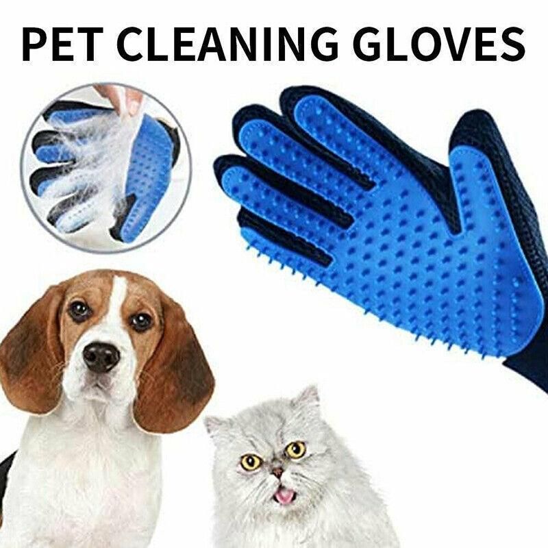 Pet Dog Cat Massage Hair Removal Grooming Comb Touch Cleaning Brush Magic Glove - Red Left Hand