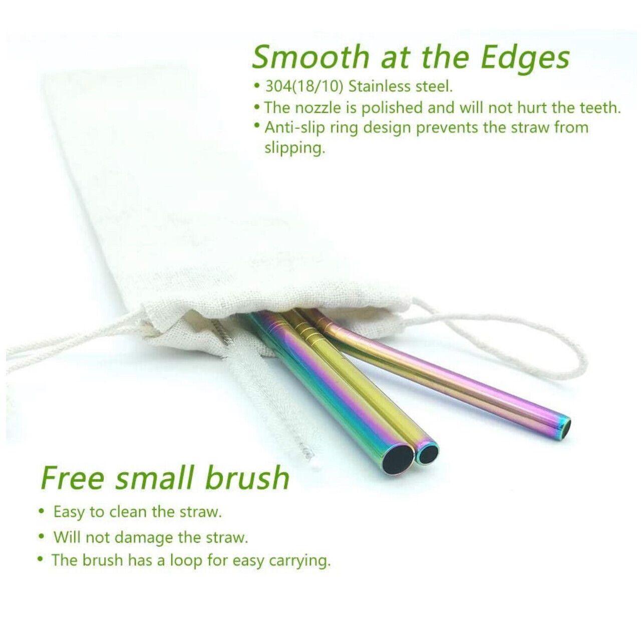 Reusable 304 Stainless Steel Straws Metal Drinking Washable Straw Brushes Set 2 - Straw Box Only