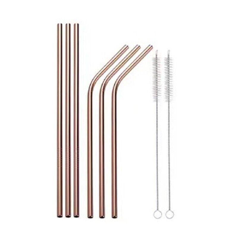 Reusable 304 Stainless Steel Straws Metal Drinking Washable Straw Brushes Set 2 - Straw Box Only