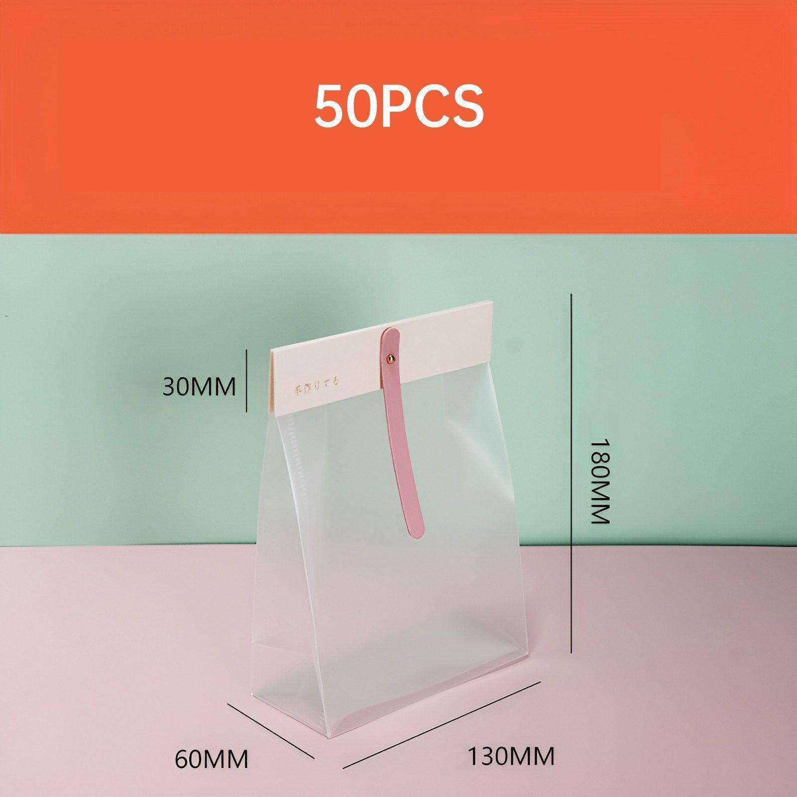 50pcs Transparent Snack Bags Biscuit Candy Bags Resealable Food Packaging - Orange