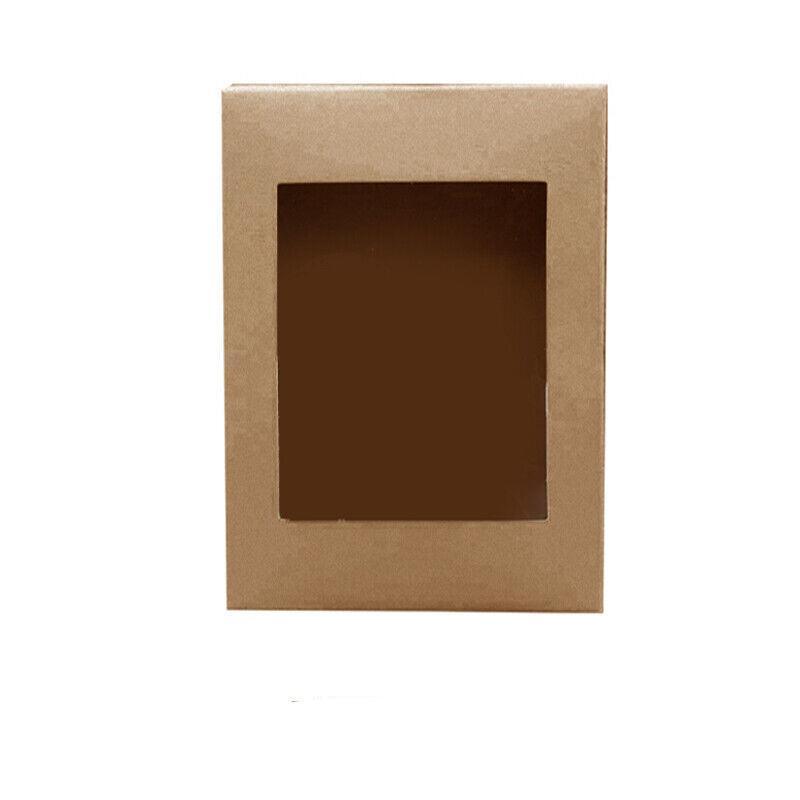 10 Pack Kraft Paper Boxes with Window Disposable Cardboard Gift Catering Trays - 20X15X5CM