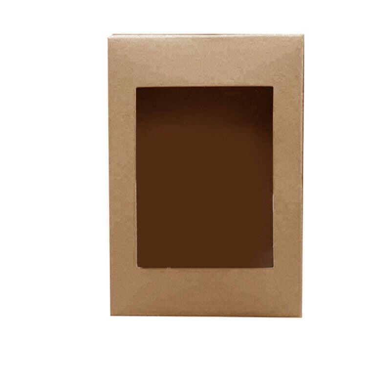 10 Pack Kraft Paper Boxes with Window Disposable Cardboard Gift Catering Trays - 20X15X5CM