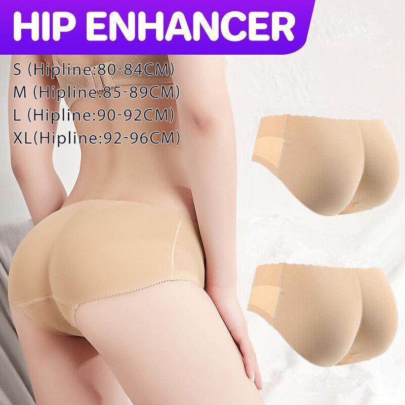 Beige Seamless Padded Butt Lifter Briefs Hip Enhancer Underwear for Women - L ( Hipline:90-92cm )