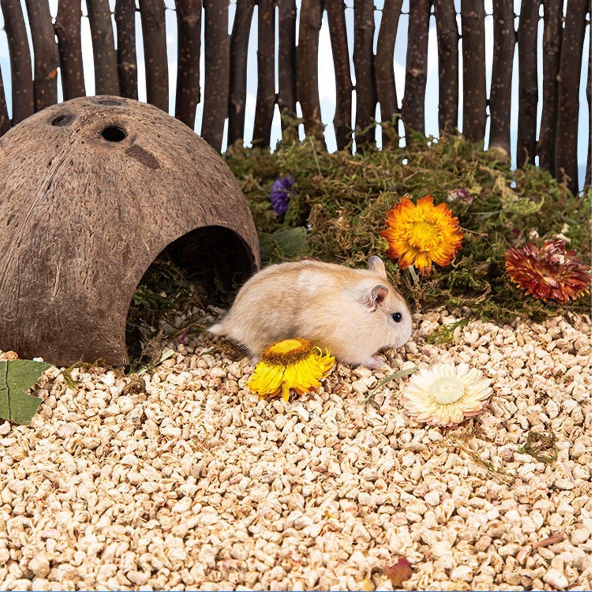 Plants Corncob Bedding Nest Pad for Hamster Rabbit Hedgehog Small Pet Supplies - Flower And Grass Corn Cob Litter