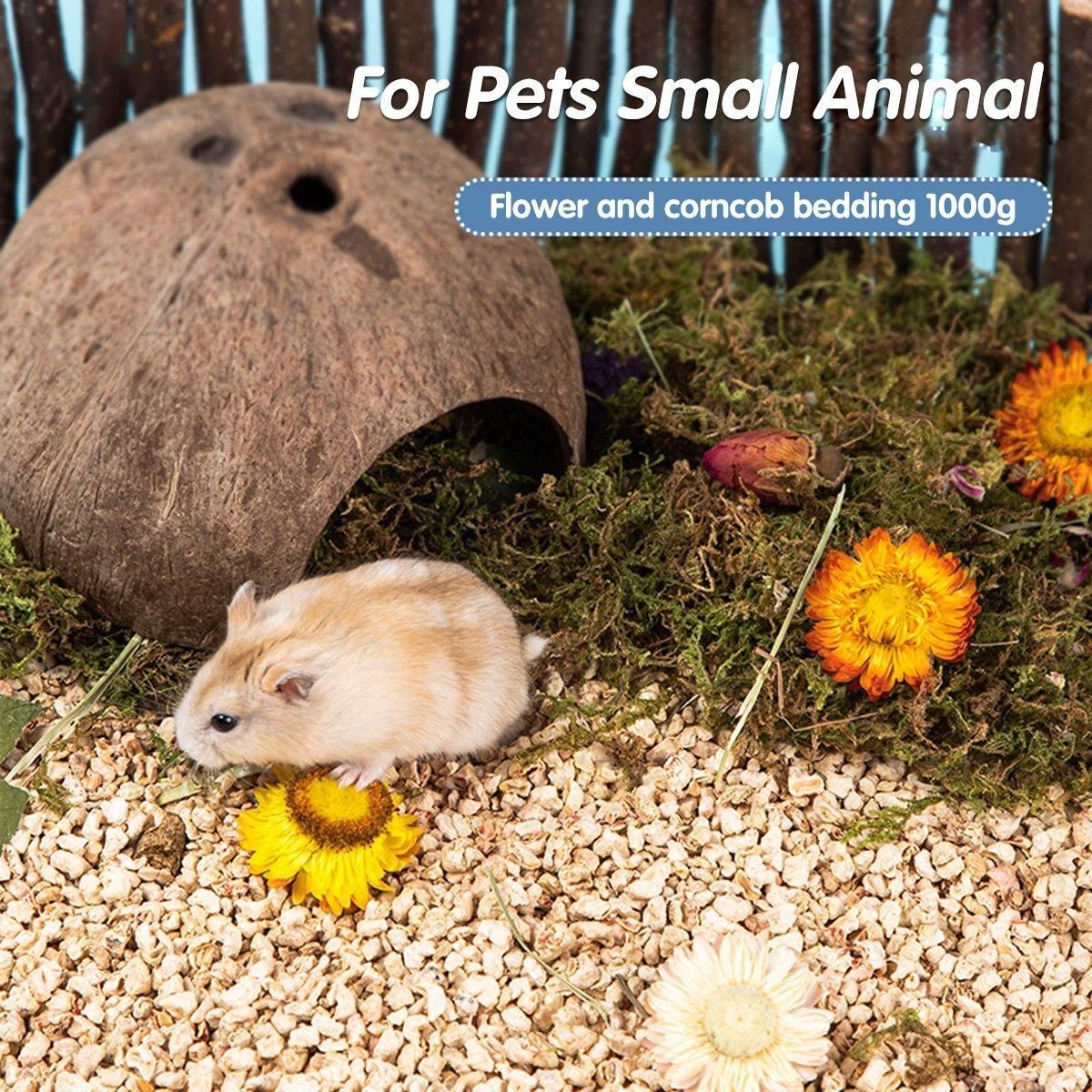 Plants Corncob Bedding Nest Pad for Hamster Rabbit Hedgehog Small Pet Supplies - Flower And Grass Corn Cob Litter