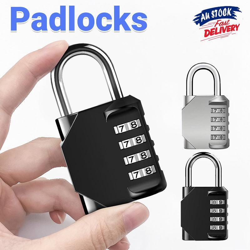 Combination-Lock 4 Digit Outdoor Waterproof Padlock,Gate,Locker,Hasp Number Lock - Black