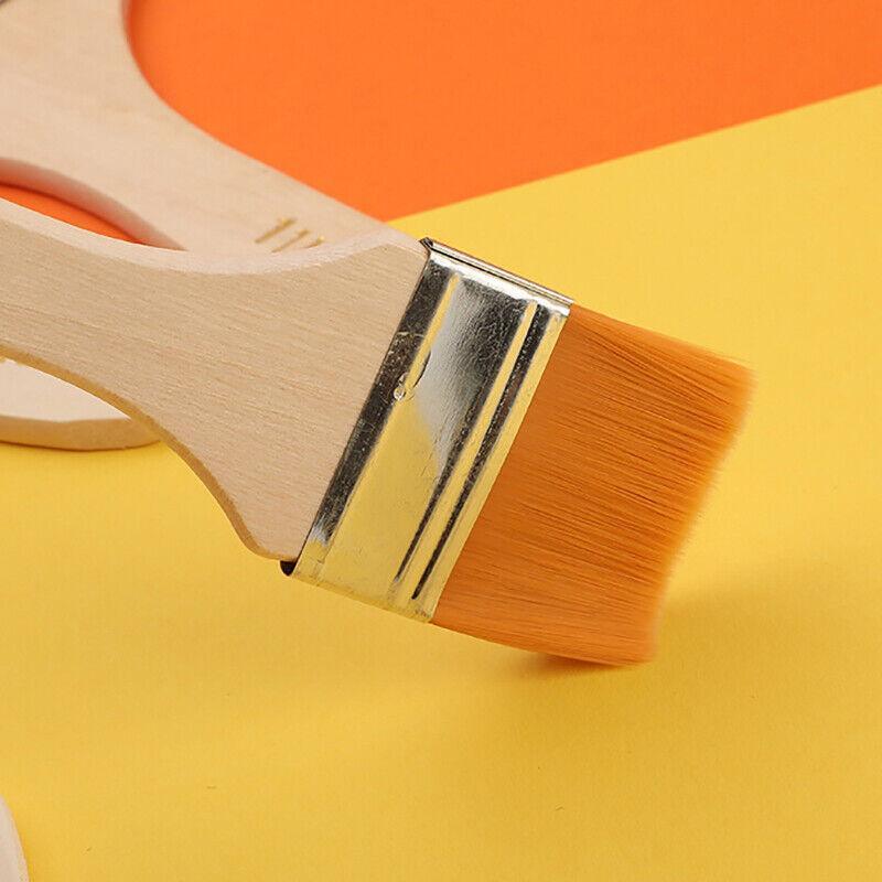 3Pack Art Brushes Flat Paint Set Drawing Painting Wooden Handle Craft