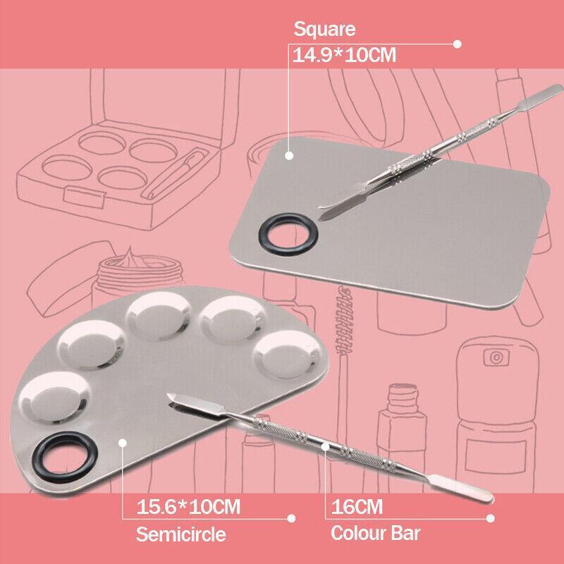 Stainless Steel Cosmetic Face Makeup Palette Spatula Foundation Mixing Tool - Semicircle