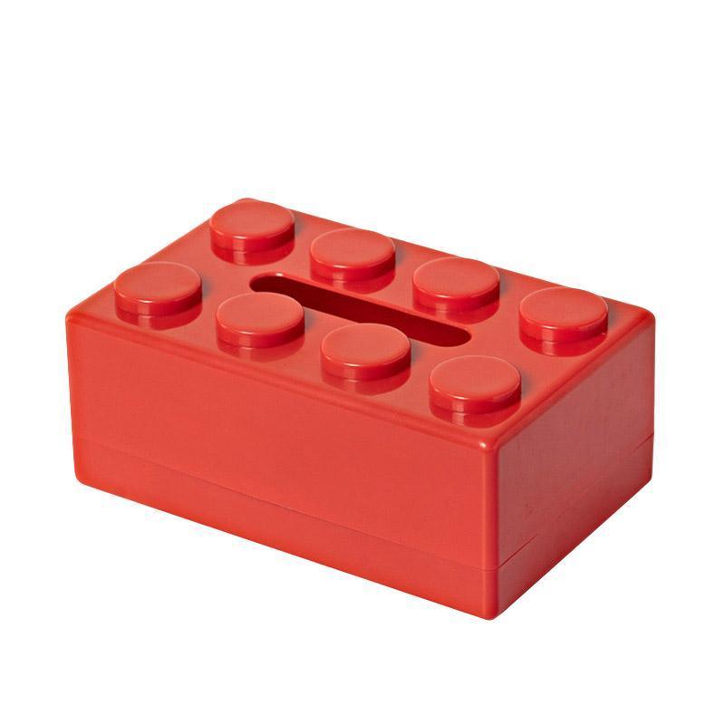 Tissue Box Cover Creative Building Block Cute Napkin Dispenser Holder Home Decor - Red