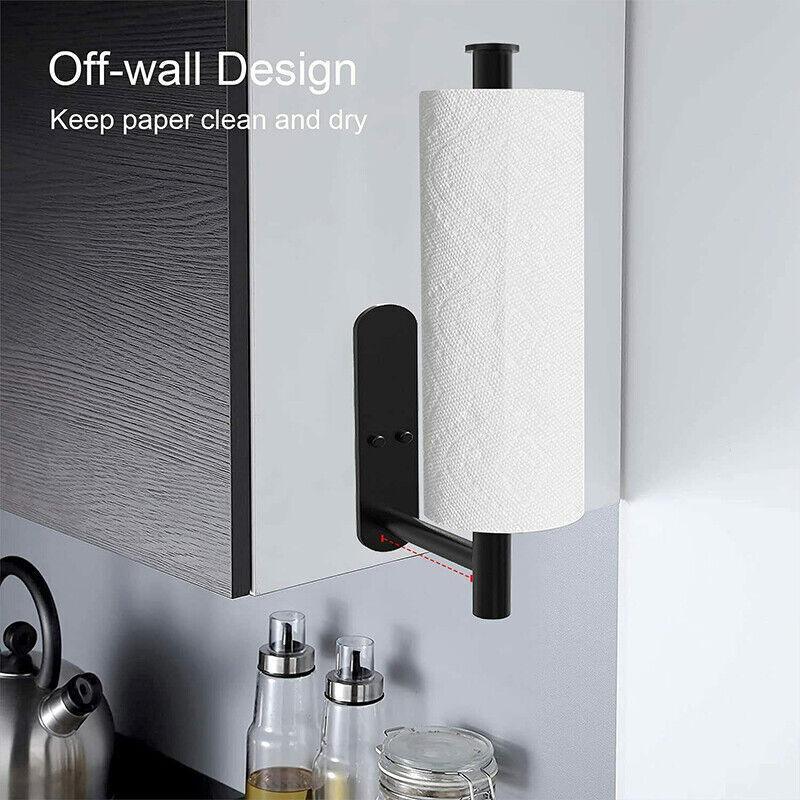 Kitchen Hanger Paper Roll Cabinet Towel Holder Organizer Rack Shelf Wall Adhesive - Silver